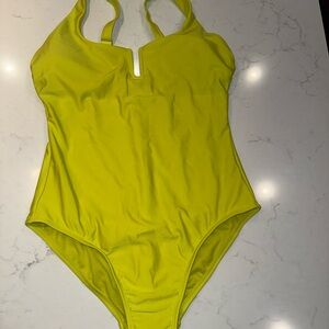 Kona Sol Bright Chartreuse Green Women's One Piece Swimsuit M